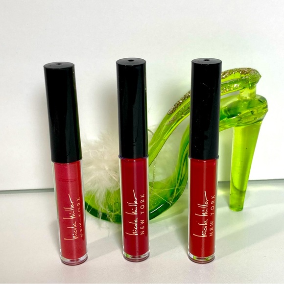 Nicole Miller Lip Gloss Trio Three different Reds NEW - Picture 4 of 4